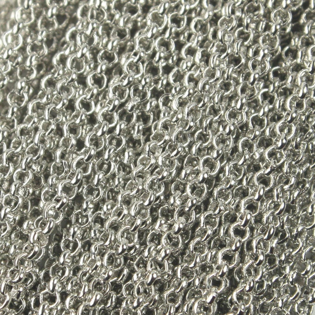 Rhodium Plated Rolo Chain: 2.0mm Soldered Link 100 Feet - Bulk Spool - Etsy