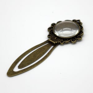 Antique Brass Finish Bookmark with Glass Magnifying Cabochon (5 Sets)