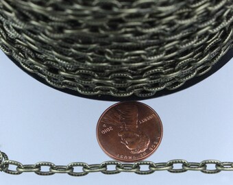 Antike Messing Finish Oval Kabelkette: Textured Eisen Schmuck Zubehör (7.2x4.2 mm) 10 Fuß