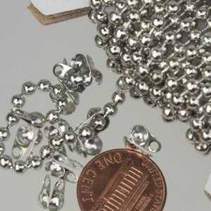 10 ft spool of Rhodium plated BIG ball chain - 3.2mm with 5 connector(Crimp type) - 32BALL