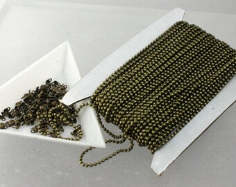 Kugelkette mit Antikmessing-Finish, überzogene Messingkette für die Schmuckherstellung: 1,5 mm rund, + Anschlüsse 100 Fuß - Massenspule - 1,5 BALL