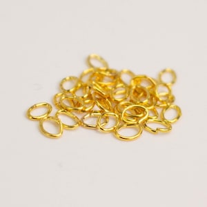 4x3mm OVAL Jump Rings, 200 Gold Plated Oval Jump Rings Jumprings Open 4x3mm 24 Gauge 24G 0.5mm Link Connector 5x4x3mm
