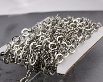 Rhodium Plated Flat Cable Chain: Bulk Fashion Chain 32 feet