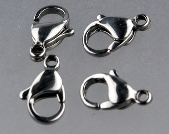 10 STAINLESS Steel Lobster Clasp Parrot Clasp Claw Clasp - 13x8mm Solid Stainless Steel Lobster Clasp - STLOB13
