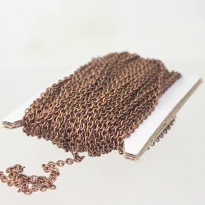Antike Kupferkette Kettenschgutkette, 100 Fuß GELÖTETE dicke Kabelkette - 3x3.5 mm 21G Stärke Draht GELÖTETE Verbindung - 335S