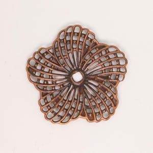 Antiqued Copper Plated finished Hibiscus Flower filigree focal L:ink - 34mm 12 pcs - Bulk Pack
