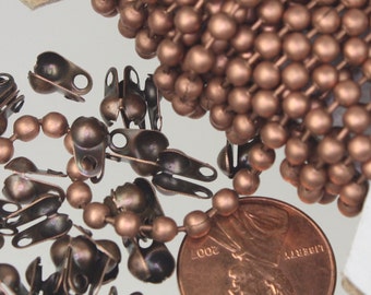 10 feet Antique Copper Chain BIG Chunky ball chain - 3.2mm with 5 connector(Crimp type) - bulk chain - 32BALL