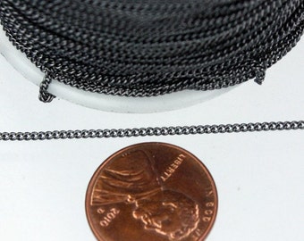 10 ft spool of Gunmetal Finished Tiny curb chain - 1.3mm soldered link - Solder Curb Chain - Ship from California USA - 1.3S