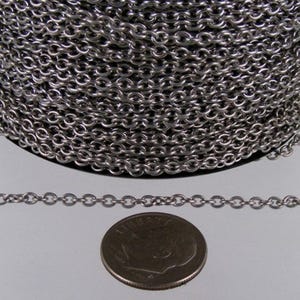Sample 3 feet Stainless Steel Small Cable Chain SOLDERED Small Cable Chain - 3x2.2mm SOLDERED - Bulk Chain Necklace Wholesale DIY Jewelry