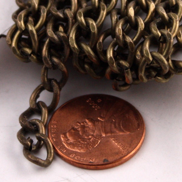 Antique Brass Chain, 30 ft. Antique Bronze Vintage Big Chunky Curb Chain - 5.5x8.0mm Unsoldered Link - Wholesale Bulk Chain - 5580CA