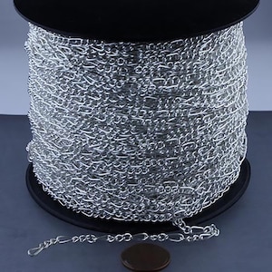 Silver Plated Figaro Chain Bulk: 7x3mm 50 feet
