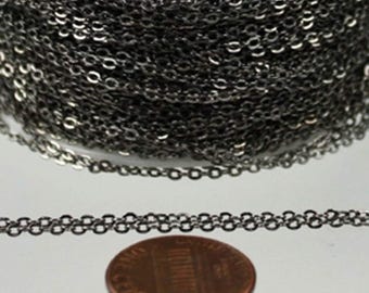 Gunmetal Finish Solder Cable Chain: Bulk Delicate Oval Chain, Soldered Link 32 feet