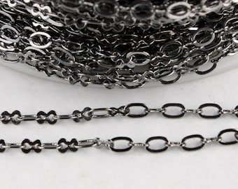 100 ft spool of Gunmetal Finished on Brass SOLDERED Tiny  Figure 8 Connector Chain - 3.0x1.9mm links - 8SMALL