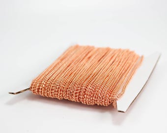 Bright Copper Faceted Ball Chain: 1.2mm Micro Beads, with Connectors 32 ft - ATCDC1.2
