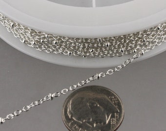 Sterling Silver Plated Chain Bulk Chain, 100ft spool of Tiny Satellite Chain Cable BALL Chain - 2.0x1.4mm SOLDERED Necklace  - 2014SAT