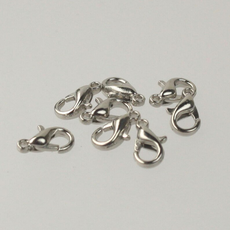 Karabinerverschluss aus rhodinierter Zinklegierung 10 x 5 mm - LOB10 30 Stück - Großpackung Bild 2