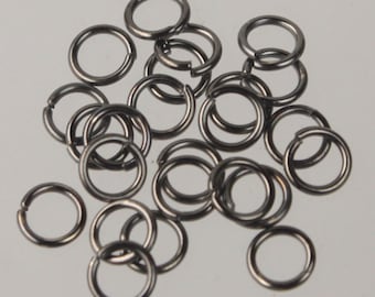 8mm Jump Rings, 100 Gunmetal Jump Rings Jumprings Open 8x1.2mm 16 Gauge 16G Link Connector Open Jump Rings - ship from California USA 12x8mm