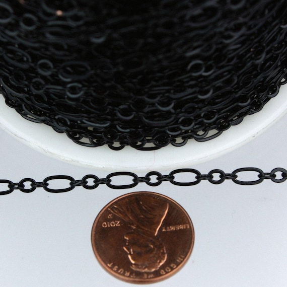 Black Plated Chain: Bulk Soldered Link Cable Chain (3 and 1) 32 feet