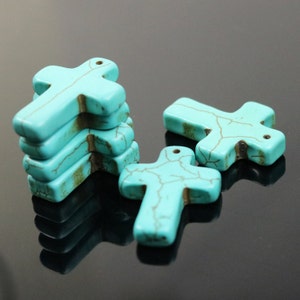 Cross Pendant - Howlite Turquoise CROSS Pendant - 30x22mm 5mm thickness - ship from California USA