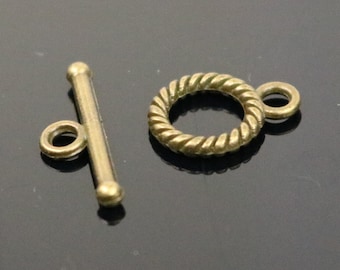 25 sets Toggle Clasps Antique Brass Rope - Ship from California USA