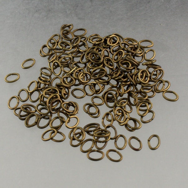 6x4mm OVAL Jump Rings, 200 Antique Brass Jump Rings / Bronze Open 6x4x0.7mm 21 Gauge 21G Link Connector Open 7x6x4mm