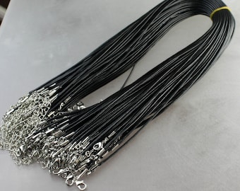 NEW Sale 50pcs 1.5mm 18-20 inch adjustable black compressed cotton quality necklace cord