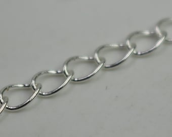 10 ft Sterling Silver Plated SOLDER Curb Chain EXTENDER Chain - 3.8x4.5mm Soldered Link - 3845CU