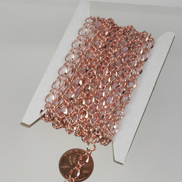 3 feet of Copper Chain Bulk Chain Necklace Bracelet, Big Hammered Chain Soldered Curb Chain - 5x8mm SOLDERED Link - 58FIGARO