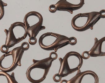 Antique Copper Plated Finish BIG Large lobster claw clasp - 14x8mm Bulk Pack