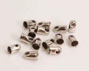 Gerhodineerde eindkapjes koord: antiek verzilverde afwerking, gat 2,8 mm, 30 stuks - grootverpakking
