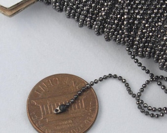 Gunmetal Finish Ball Chain: 1.2mm Iron Steel, Jewelry Making Supply 3 feet - 1.2BALL