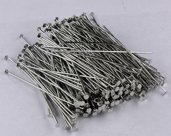 Grandes épingles à tête en métal rhodié antique plaquées argent : 2 pouces, calibre 20, 250 pcs - Vente en gros en vrac