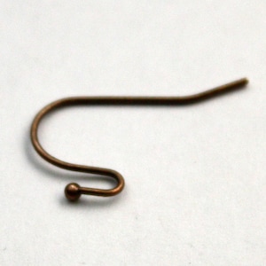 Antique Copper Plated Finish Ear Wires: French Hook Ball End, 20x13mm 50 pcs - Bulk Pack