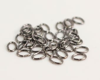 4x3mm Gunmetal Finish Oval Jump Rings: 24 Gauge DIY Connectors 200 pcs - Wholesale Bulk Lot