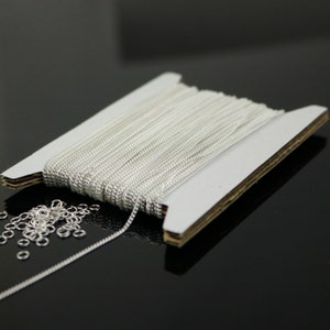 100 ft Reel Sterling Silver Plated FACET Tiny curb chain - 1.3mm soldered link - FREE adequate jump ring (100 pcs) - 1.3F