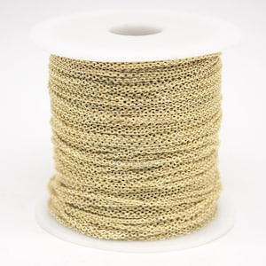 Cadena microplana chapada en oro de 18 quilates resistente al deslustre (eslabón soldado de 2 x 1,4 mm) de 90 cm