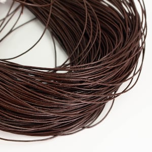 5 feet Dark Brown Leather Cord - 1mm Genuine Leather Round Cord - USA Seller