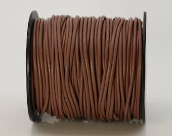 Light Brown Leather Cord: 2mm Round Genuine Leather 5 feet
