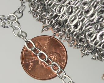 LIMITED 10ft of Rhodium Plated Flat Cable Sturdy SOLDERED Heavy Chunky Chain 4.2x5.2mm 22Gauge - 4252F