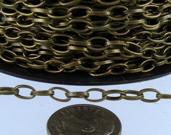 Chaîne forçat tréfilée en laiton antique - Maillon dessoudé 6,3x3,5 mm - 6335DR 5 pieds - 6335PL