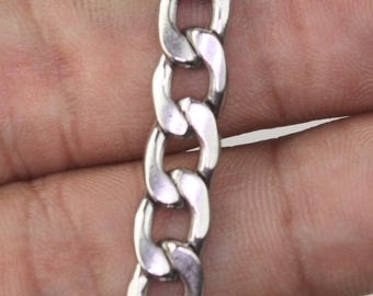 Grosse chaîne gourmette en acier inoxydable : gros maillons de collier, maillons soudés de 3 pieds