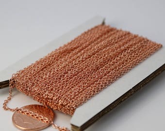 NEWnew 10 ft of Copper (Bright Copper) Plated Cable Chain Tiny Round Soldered Cable Chain 2.0x1.4mm - Ship from California USA - 2014S