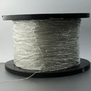 925 Sterling Silver Little Tiny Flat Round Cable Chain - 1.6x1.25mm Soldered Link 10 feet