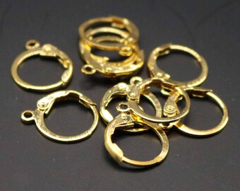 Okrągłe kolczyki z zapięciem dźwigniowym, platerowane 24-karatowym złotem (12 x 9 mm), 30 szt. – opakowanie zbiorcze