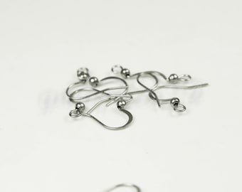 Surgical Stainless Steel Earring Hooks: 3mm Ball, 18x16mm