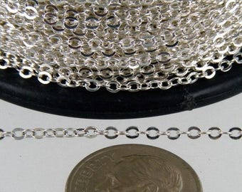 Silver Plated Solder Chain: 2.4x1.7mm Soldered Link Oval Cable 100 feet - Bulk Spool - 2417F