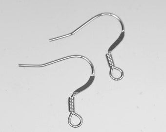 Boucles d&#39;oreilles crochets plates en acier inoxydable chirurgical - 20/50/100/500 pcs - 20 x 18 mm 21G
