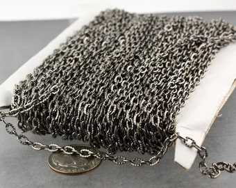 SALE Sale 50 ft of Gunmetal finished Textured Cable Chain - 4X3mm unsoldered link - 43TEX