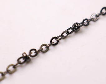 Gunmetal Finish Satellite Chain: Brass Satellite Chain, 3x1.7mm Soldered Link 3 feet- 317F
