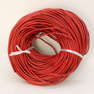 Red Leather Cord: 3mm Round Genuine Leather 5 feet